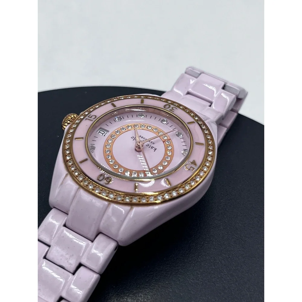 Kate Spade New York Pink Seaport Grand Crystal Enamel Bracelet Watch (38mm)